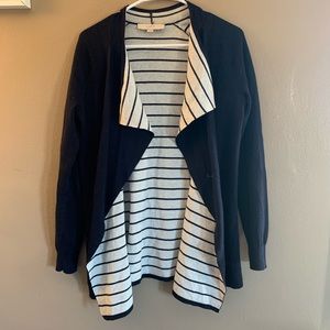 Loft Navy Cardigan w Stripes - Women’s XS